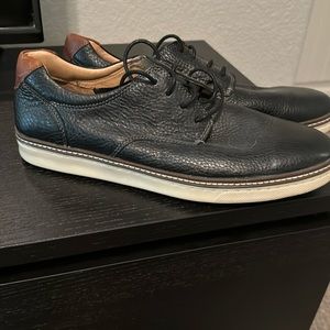 J&M 25-2641 K17 Mens Size 12Sheepskin Lace Up Oxford Dress Shoes Dark Brown